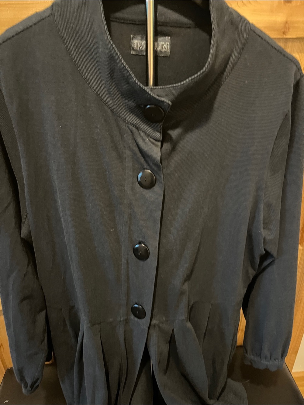 Iridium Classic Black Button-Front Tunic with Stand Collar and Pockets - Picture 3 of 12